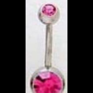 Pink Double Jewel Belly Ring